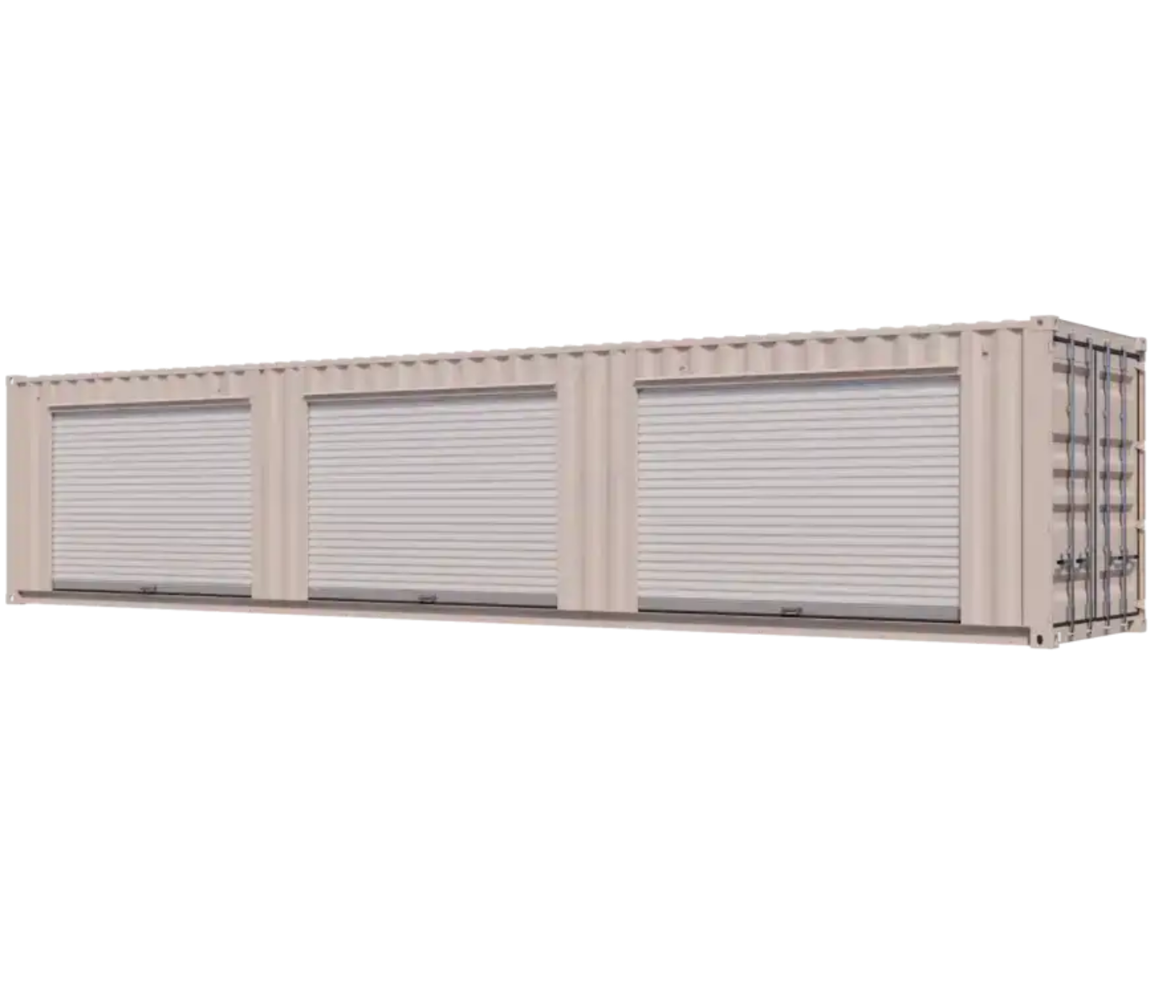 40ft Refurbished Storage Container w/ Three 8ft Roll-up Doors on Left Side
